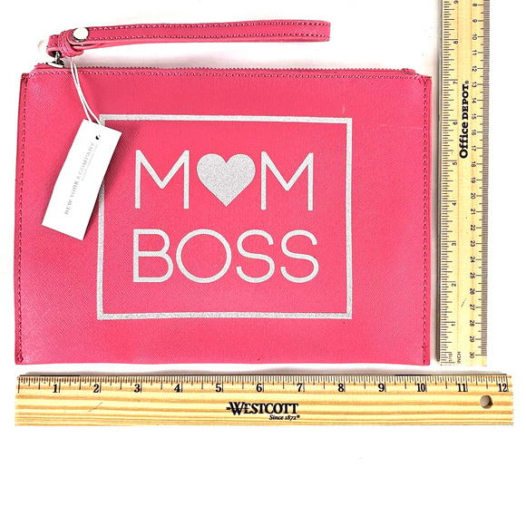 NEW!! Mom BOSS Clutch Handbag Purse Cosmetic Makeup Pink w/ Detachable Strap - Picture 5 of 6